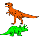 Dibujo Triceratops y tiranosaurios rex pintado por fabricio