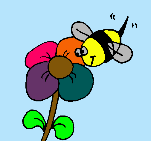 Abeja y flor