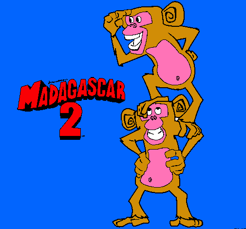 Dibujo Madagascar 2 Manson y Phil pintado por bentenison