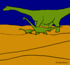 Dibujo Familia de Braquiosaurios pintado por DINOS