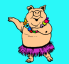 Dibujo Cerdo hawaiano pintado por viko