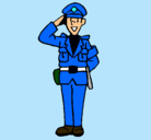 Dibujo Policía saludando pintado por osmar