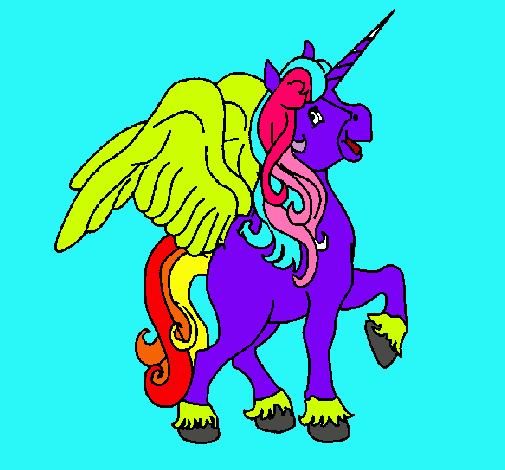 Dibujo Unicornio con alas pintado por july_