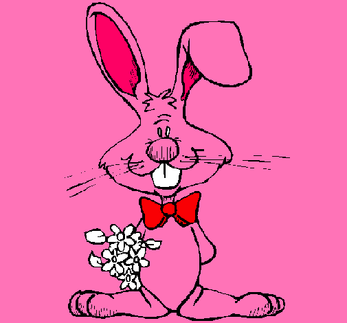 Dibujo Conejo con ramo de flores pintado por Jairito