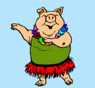 Dibujo Cerdo hawaiano pintado por valee05