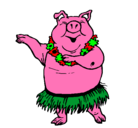 Dibujo Cerdo hawaiano pintado por Chuck