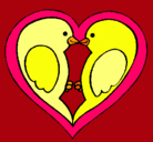 Dibujo Pajaritos enamorados pintado por charito