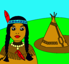 Dibujo India y tepee pintado por DIAV