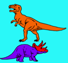 Dibujo Triceratops y tiranosaurios rex pintado por drincito