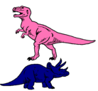Dibujo Triceratops y tiranosaurios rex pintado por uytgjhyrszaa