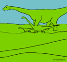 Dibujo Familia de Braquiosaurios pintado por braquio
