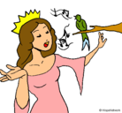Dibujo Princesa cantando pintado por cacion