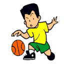 Dibujo Niño botando la pelota pintado por basketball