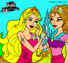 Dibujo Barbie se despiede de la reina sirena pintado por NATALICA