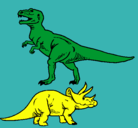 Dibujo Triceratops y tiranosaurios rex pintado por muhg