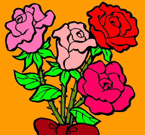 Dibujo Ramo de rosas pintado por kary7