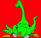Dibujo Diplodocus sentado pintado por estegosaurio