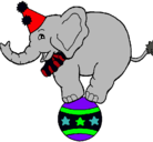 Dibujo Elefante encima de una pelota pintado por qulooos