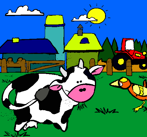 Vaca en la granja