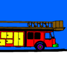 Dibujo Camión de bomberos con escalera pintado por gamarra