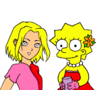 Dibujo Sakura y Lisa pintado por fgjdyt