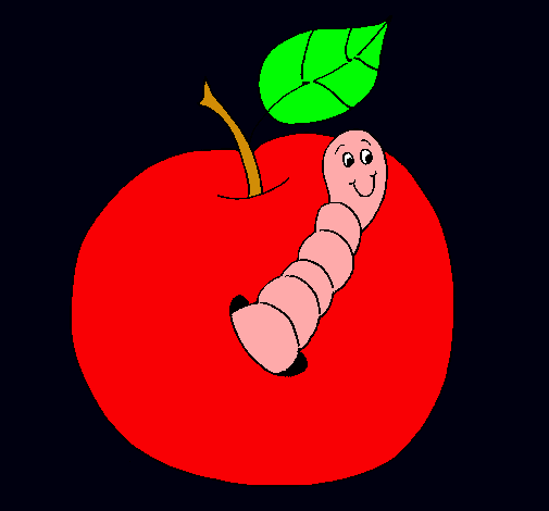 Manzana con gusano