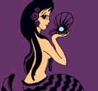 Dibujo Sirena y perla pintado por charito