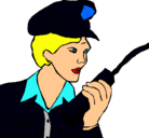 Dibujo Policía con el walkie pintado por chuma