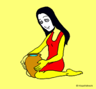 Dibujo Mujer y jarrón pintado por lauraf