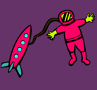 Dibujo Cohete y astronauta pintado por MARCOTUBIO