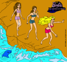 Dibujo Barbie y sus amigas en la playa pintado por maarina