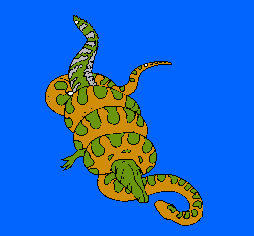 Dibujo Anaconda y caimán pintado por tururu253
