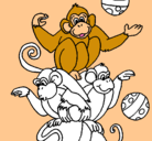 Dibujo Monos haciendo malabares pintado por mono