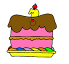 Dibujo Pastel de cumpleaños pintado por tarta