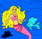 Dibujo Barbie sirena con su amiga pez pintado por el_eclipse