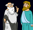 Dibujo Sócrates y Platón pintado por isiz