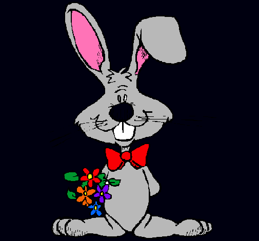 Dibujo Conejo con ramo de flores pintado por ylenia