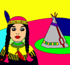 Dibujo India y tepee pintado por ALBACORCOLES