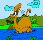 Dibujo Apatosaurios en el agua pintado por leidyyiseth 