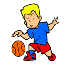 Dibujo Niño botando la pelota pintado por baloncesto