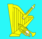 Dibujo Arpa, flauta y trompeta pintado por GAVI