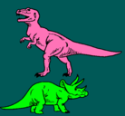 Dibujo Triceratops y tiranosaurios rex pintado por --yitho--