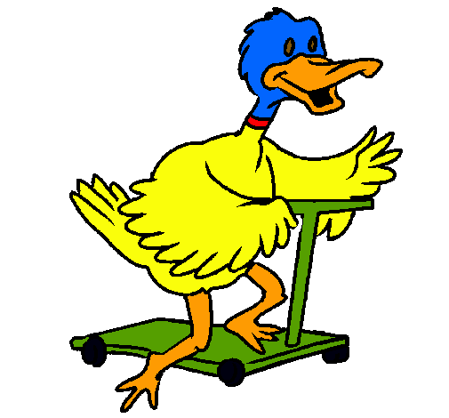 Pato en patinete