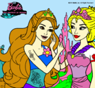 Dibujo Barbie se despiede de la reina sirena pintado por -kathy10-
