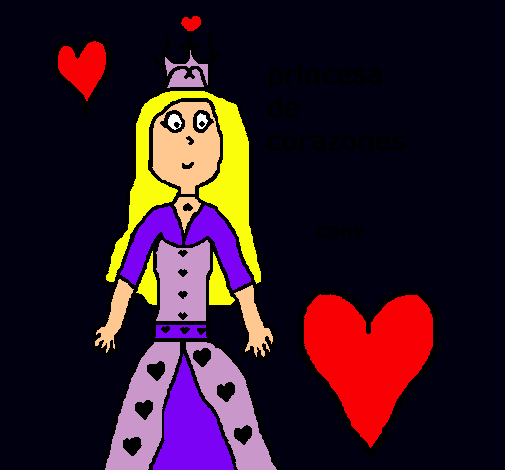 Dibujo Princesa de corazones pintado por kool