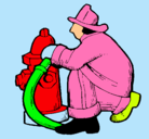 Dibujo Bombero en la boca de incendios pintado por dioskary