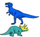 Dibujo Triceratops y tiranosaurios rex pintado por pumar