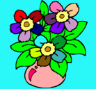Dibujo Jarrón de flores pintado por florero