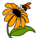 Dibujo Margarita con abeja pintado por girasol