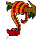 Dibujo Serpiente colgada de un árbol pintado por Valentino